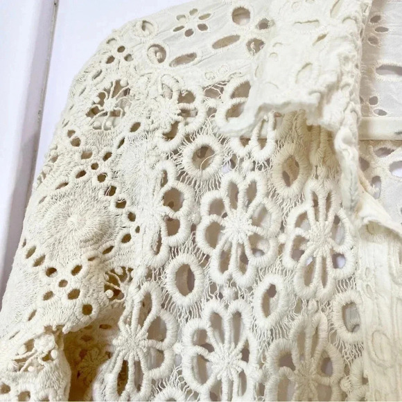 New Free People FP One Yesenia Shacket Crochet Lace Long Sleeve Button Down - Picture 8 of 13